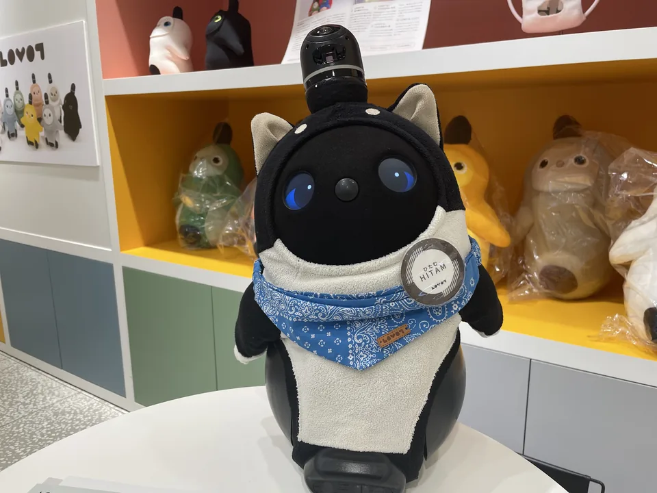 バンダナを着けたラボット黒(くろ)の正面